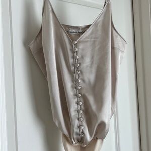 Abercrombie Button-Down Satin Bodysuit